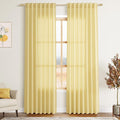 Yellow Linen Blend Drapes 84 Inch Length 2 Panels Set Back Tab Rod Pocket Light Filtering Privacy Semi Sheer Textured Curtain Neutral Farmhouse Decor for Living Room Bedroom Curtains 52x84