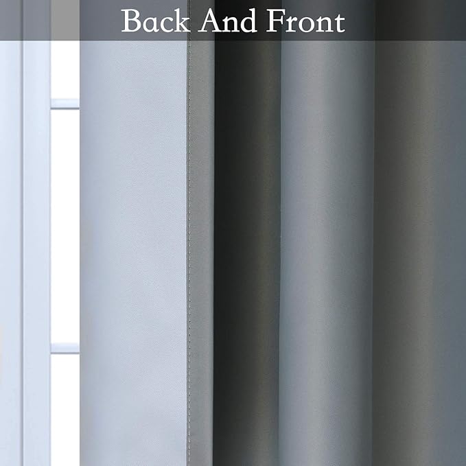 SimpleHome Ombre Room Darkening Curtains for Living Room, Light Blocking Gradient Gray to Grey White Thick Thermal Insulated Grommet Window Curtains/Drapes for Bedroom, 2 Panels, 52x84 inches Length