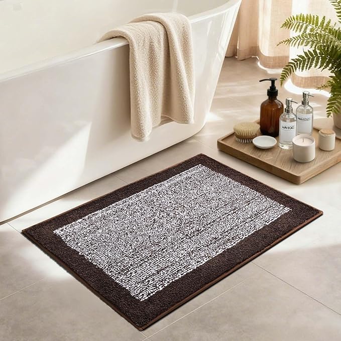 36x24 Large Bathroom Rugs Washable Non Slip, Brown Bath Mat for Bathroom Floor Tub, Soft Absorbent Quick Dry Mats for Shower, Bathtub,Home Decor