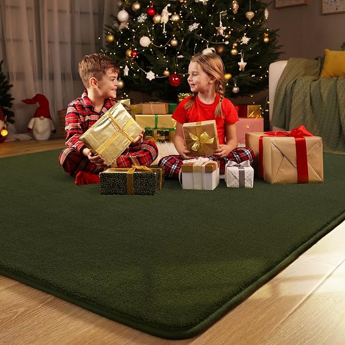 Amearea Modern Soft Hallway Runner Rug, 2x6 Fluffy Bedroom Bedside Rugs, Washable Long Runner Rugs for Hallway, Non Slip Memory Foam Rug Carpet for Entrance Kitchen Living Room Decor, Olive Green