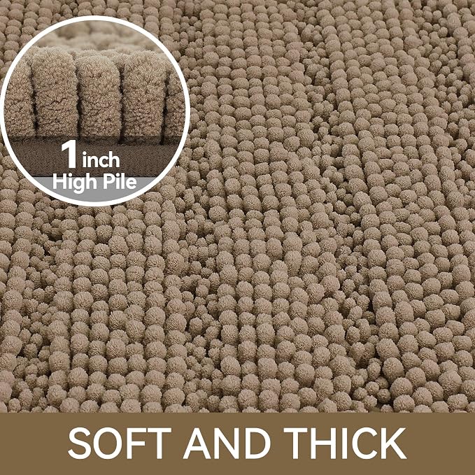 Bath Rug, 36 x 24 Inch Non-Slip Chenille Microfiber Mat