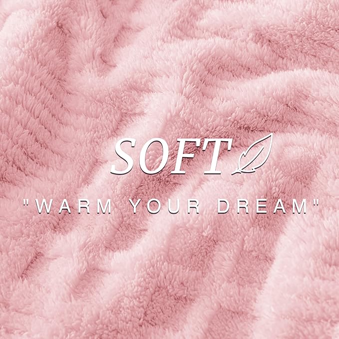 EXQ Home Fleece Throw Blanket for Couch or Bed - 3D Waffle Patchwork Pattern Jacquard Decorative Blankets - Cozy Soft Fuzzy Flannel Blanket Suitable for All Seasons(50"×60",Pink)