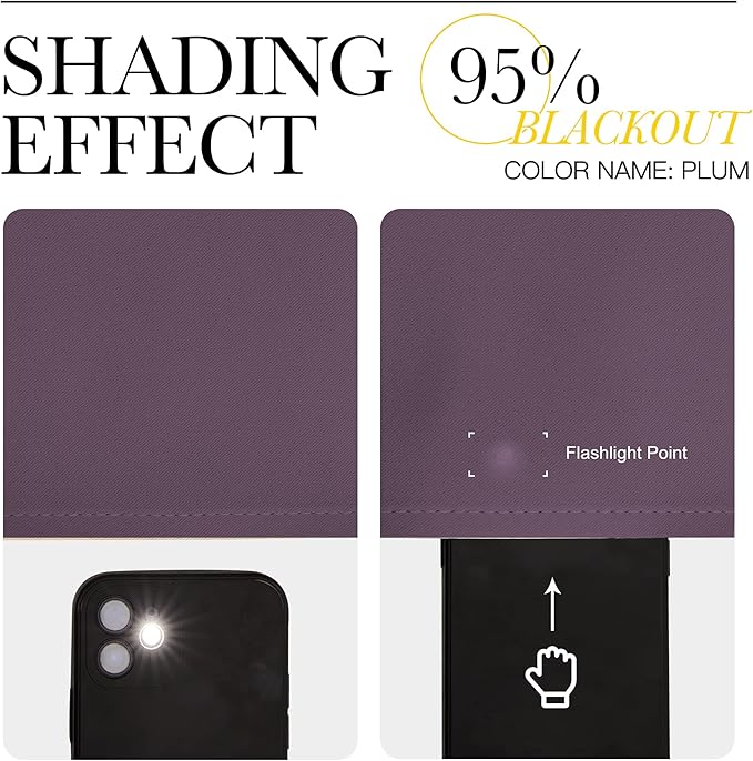 NICETOWN Bedroom Curtains Blackout Drapery Panels, 2 Panels, 42 x 54 Inch, Plum, Three Pass Microfiber Thermal Insulated Solid Ring Top Blackout Window Curtains/Drapes