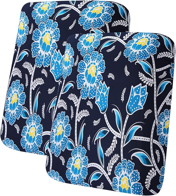 hyha Printed Couch Cushion Covers, Floral Sofa Covers Washable for 2 Cushion Couch, Stretch Pattern Outdoor Cushion Covers for Patio Furniture with Elastic Bottom(2 Packs, Bluebell)