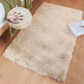 ORINOVA Beige Faux Sheepskin Rabbit Fur Shaggy Rugs for Bedroom Small Shag Washable Fluffy Fur Rug for Living Room Rug 2x3 Nursery Rectange Rugs