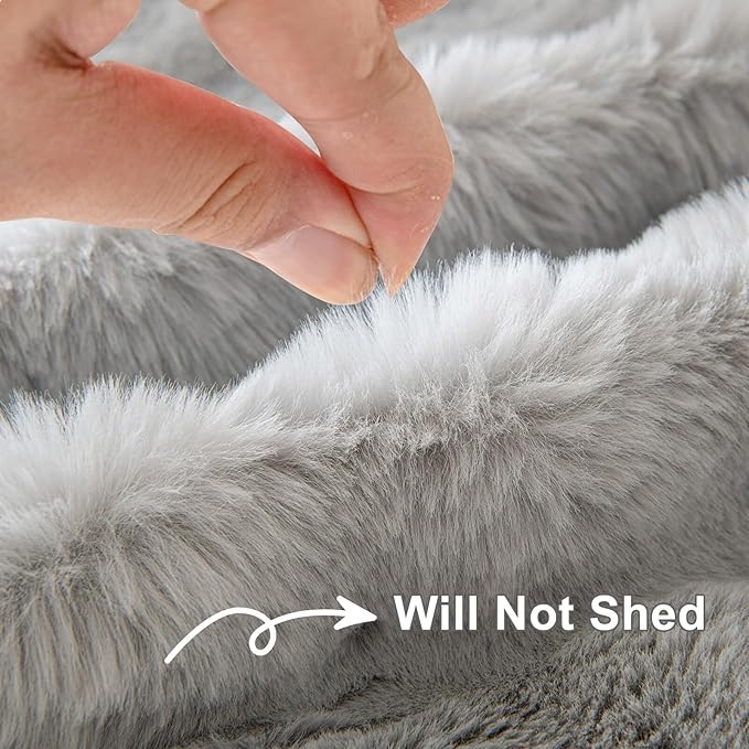 HANDONTIME Plush Sofa Covers Washable Rabbit Plush Couch Cover Soft Cozy Faux Fur Couch Protector for Dogs Fluffy Plush L Shaped Sofa Cover Pet Friendly Couch Protector Furniture, 71" X150"