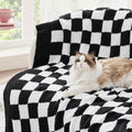 Bedsure GentleSoft Checkered Twin Blanket for Couch - Super Soft Cozy & Warm Knit Throw Blanket, Breathable, Lightweight & Fluffy Plaid Blanket for Bed, Sofa, Gifts for Women Men, Black, 60x80 Inches