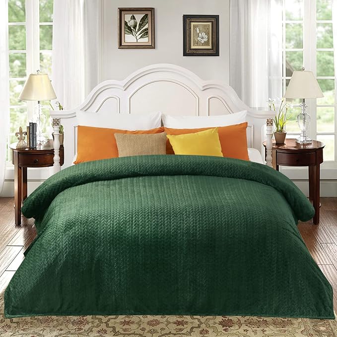 inhand Fleece Blanket for Bed, Super Soft Flannel Cozy King Bed Blanket for Adults, Washable Lightweight Fuzzy Bed Blanket for Office Sofa, Warm Plush Blankets for All Season (90"×108", Green)