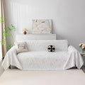 MYSKY HOME Loveseat Cover White Couch Cover Sectional Couch Covers for 2 Cushion Couch Sofa Thick Universal Chenille Sofa Cover with Tassel Durable Furniture Protector for Dogs 91" x 118"