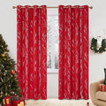Deconovo Christmas Red Curtains, Blackout Drape, Soundproof Curtain, Silver Print, 52 x 108 Inch Long, 2 Panels, Machine Washable Window Panel for Living Room Bedroom Festival Party Decoration Kitchen