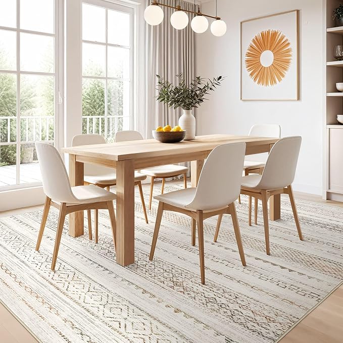 Nakagishi 10x12 Area Rug Living Room: Washable Boho Large Neutral Modern Soft Stain Resistant Farmhouse Indoor Floor Rug Non Slip Accent Carpet for Bedroom Nursery Kids Playroom Office- Colorful