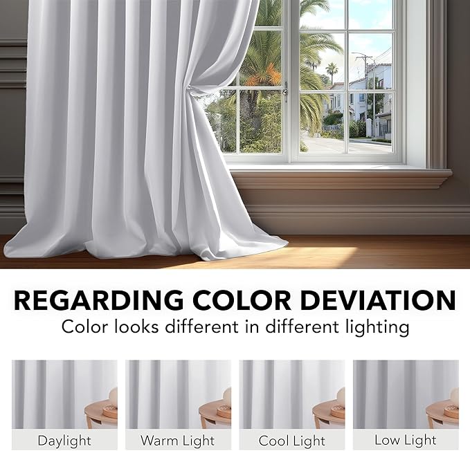 Deconovo Blackout Curtains, Thermal Insulated, W42 x L95 2 Panels, Back Tab, Machine Washable, Room-Darkening Drapes for Bedroom/Living Room Star White