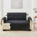 Great Bay Home Reversible Loveseat Cover - Washable Slipcover Furniture Protector with Elastic Straps - Perfect for Kids & Pets - Quilted & Stitched Detail (Black/Taupe)
