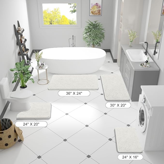 OLANLY Bathroom Rugs 44x24, Extra Soft Absorbent Chenille Bath Rugs, Rubber - Image 8