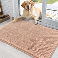 OLANLY Dog Door Mat for Muddy Paws 35x24, Absorbs Moisture and Dirt, Absorbent Non-Slip Washable Doormat, Quick Dry Chenille Mud Mat for Dogs, Entry Indoor Entryway Carpet for Inside Floor, Peach