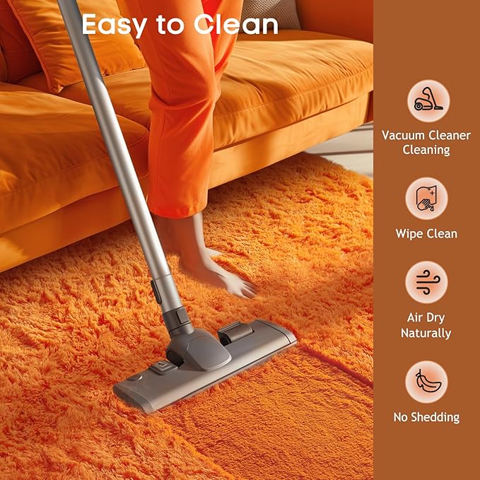 Ophanie Orange Rugs for Living Room Bedroom, 5x8 Fluffy Fuzzy Furry Carpet, Plush Soft Shaggy Bedside Indoor Floor Area Rug for Kids Girls Boys Baby Teen Dorm Nursery Home Decor Aesthetic