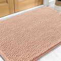 OLANLY Dog Door Mat for Muddy Paws 32x20, Absorbs Moisture and Dirt, Absorbent Non-Slip Washable Doormat, Quick Dry Chenille Mud Mat for Dogs, Entry Indoor Entryway Carpet for Inside Floor, Peach