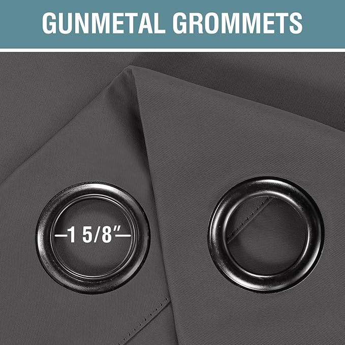 H.VERSAILTEX Blackout Grey Curtains for Patio Door Thermal Insulated Living Room Curtains, Room Darkening Noise Reducing Blackout Curtain for Bedroom, Charcoal Gray, 1 Panel, 52'W x 90'L