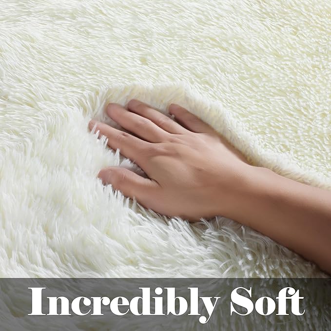 ONASAR Cream White 6x9 Area Rugs for Living Room Bedroom, Large Fluffy Bedside Throw Rug, Soft Plush Shaggy Fuzzy Floor Carpet for Nursery Kids Girls Boys Teen Dorm Home Decor Aesthetic