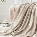 BEDELITE Fleece Throw Blanket for Couch – 3D Ribbed Jacquard Soft and Warm Decorative Fuzzy Blanket – Cozy, Fluffy, Plush Lightweight Linen Throw Blankets for Bed, Sofa, 50x60 inches