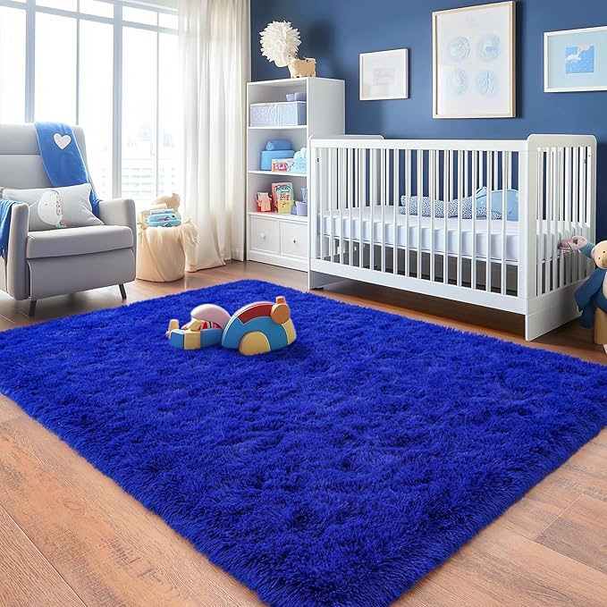 Rugs for Living Room 5x7, Soft Shaggy Modern Shag Area Rug for Bedroom, Upgrade Non-Slip Plush Fluffy Carpet for Kids Boys Girls Room Home Decor Aesthetic, Royal Blue