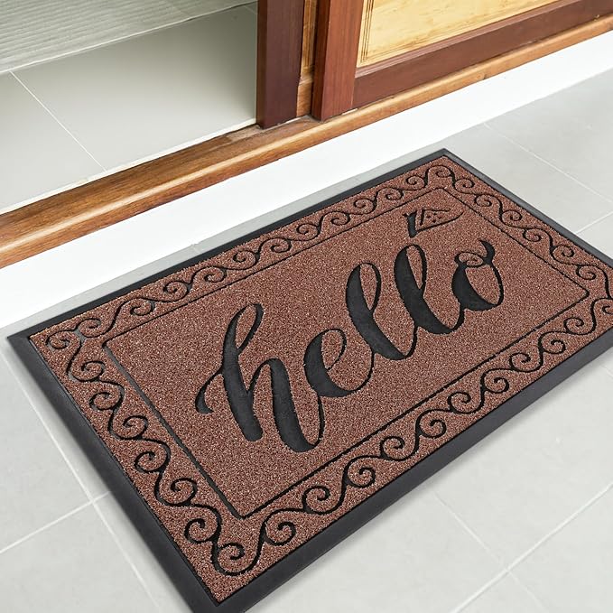 Yimobra Welcome Mats for Front Door 29.5x17, Heavy Duty Waterproof Outdoor Door Mat Outside Entrance, Non-Slip Low Profile Indoor Entryway Mat for Garage Patio, Maroon