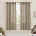 LAMIT Linen Curtains 68 Inch Length 2 Panels, Light Filtering Panels Back Tab and Rod Pocket Neutral Drapes for Bedroom/Window/Living Room, Taupe, 52 x 68 Inch