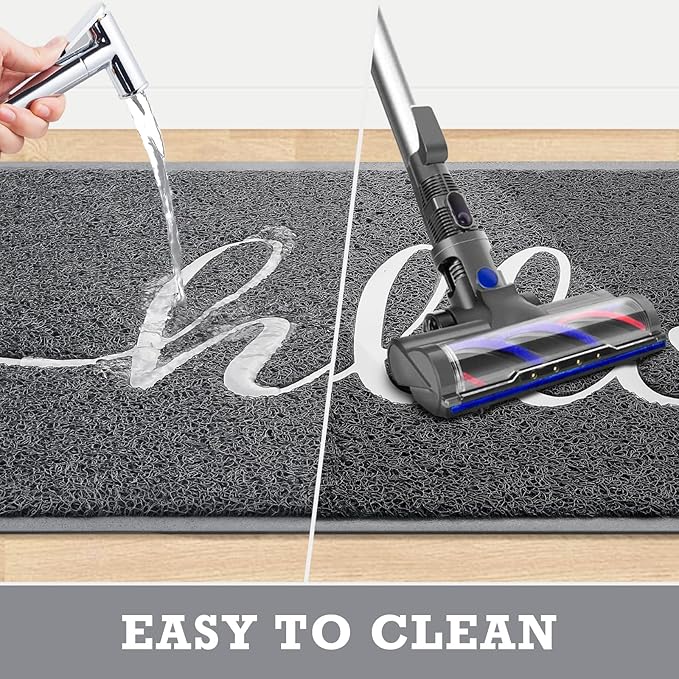 CozyBounty Door Mat Hello Mats Outdoor Indoor Non-Slip Doormat for Entryway Low-Profile Floor Mat for Yard, Garage, High Traffic Areas (36"x24", Grey)