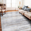 6x9 Area Rug for Living Room: Non-Slip Washable Rugs for Dining Room Bedroom Study Home Office - Easy-to-Clean Stain and Water Resistant Carpet - Soft Low-Pile Mat Beige Grey