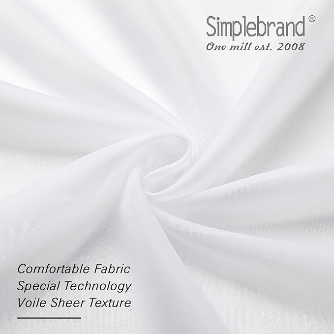 Simplebrand Sheer White Curtains 120 Inches Long, Extra Long Rod Pocket Solid Color Window Sheer Curtain Panels, Elegant Curtains & Drapes for Living Room, Bedroom 2 Panels (White, 2x42x120'')