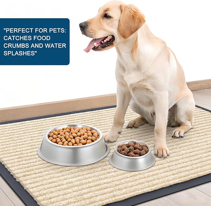 OLANLY Front Door Mat Indoor Outdoor Entrance, 2-Pack 71 x 23 Inch, Waterproof Heavy Duty Doormat, Fade Resistant, Low Profile, Easy Clean Patio Porch Welcome Floor Mats for Entry, Beige