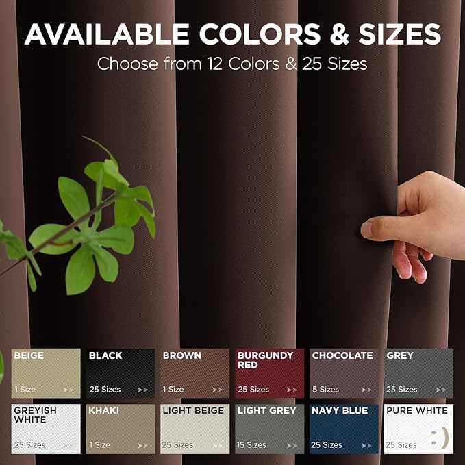 Joydeco Blackout Patio Sliding Door Curtains 96 Inches Long, Grommet Privacy Room Divider Curtains, Extra Wide Thermal Blackout Drapes for Bedroom Living Room (Chocolate, 70Wx96L, 1 Panel)