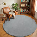Amearea Grey Round Area Rugs 4ft Washable Circle Rugs for Bedroom Living Room, Fluffy Indoor Thickened Memory Foam Rug, Non Slip Minimalist Circular Carpet for Kids Boys Girls Dorm Nursery Room Decor