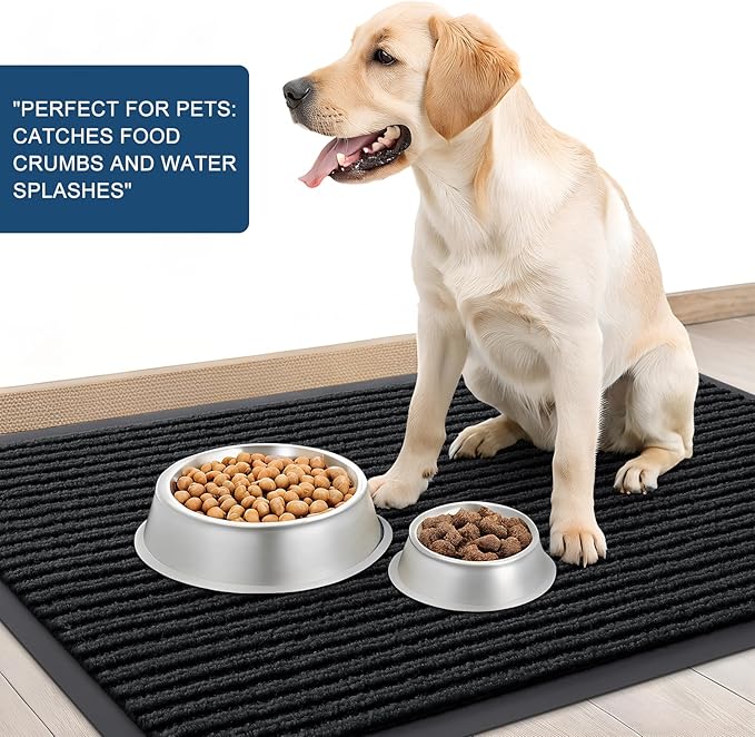 OLANLY Front Door Mat Indoor Outdoor Entrance, 2-Pack 71 x 23 Inch, Waterproof Heavy Duty Doormat, Fade Resistant, Low Profile, Easy Clean Patio Porch Welcome Floor Mats for Entry, Black