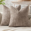 MIULEE Pack of 2 Couch Throw Pillow Covers 18x18 Inch Light Khaki Boho Accent Decorative Pillow Covers Soft Chenille Farmhouse Taupe Cushion Covers for Home Decor Bed Sofa Living Room