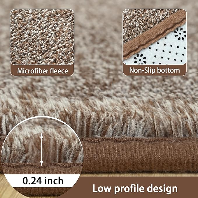 AROGAN Washable 5×7 Living Room Rug, Modern Area Rugs with Soft Memory Foam for Bedroom, Minimalist Non-Slip Indoor Floor Carpet for Dining Room Office Kids Playroom Decor, Matte Brown