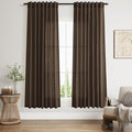 Chocolate Linen Curtains 72 Inch Long for Living Room Bedroom Lightweight Door Drapes 2 Panels Set, Semi Sheer Light Filtering Back Tab or Rod Pocket Curtain,52x72