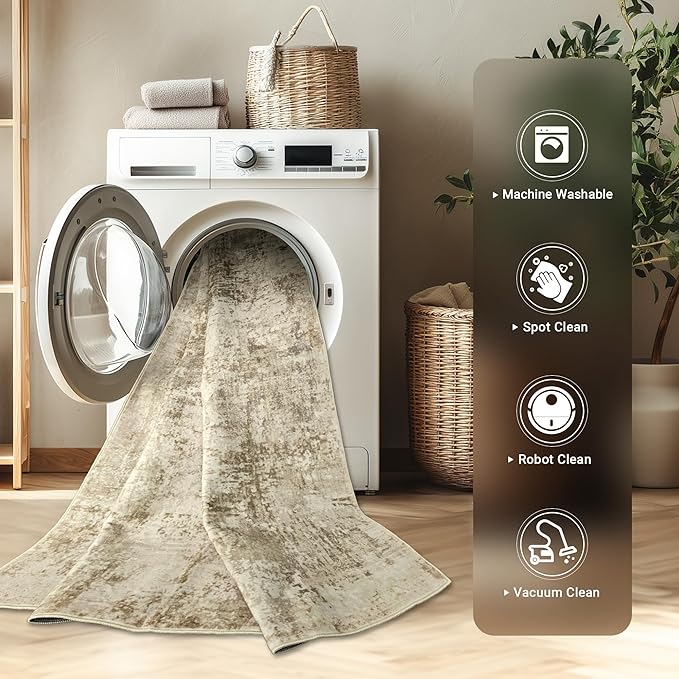 LEPEII 5x7 Area Rugs, Rugs for Living Room, Indoor Non-Slip Washable Rug for Bedroom, Dining Room, Low Pile Home Decor Neutral Area Rug