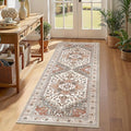 Yamaziot Washable Runner Rug, 2x6 Non-Slip Boho Vintage Hallway Rug Runner with Rubber Backing, Low Pile Faux Wool Distressed Carpet Runner for Bedroom, Kitchen, Laundry, Entrance, Ginger Grey