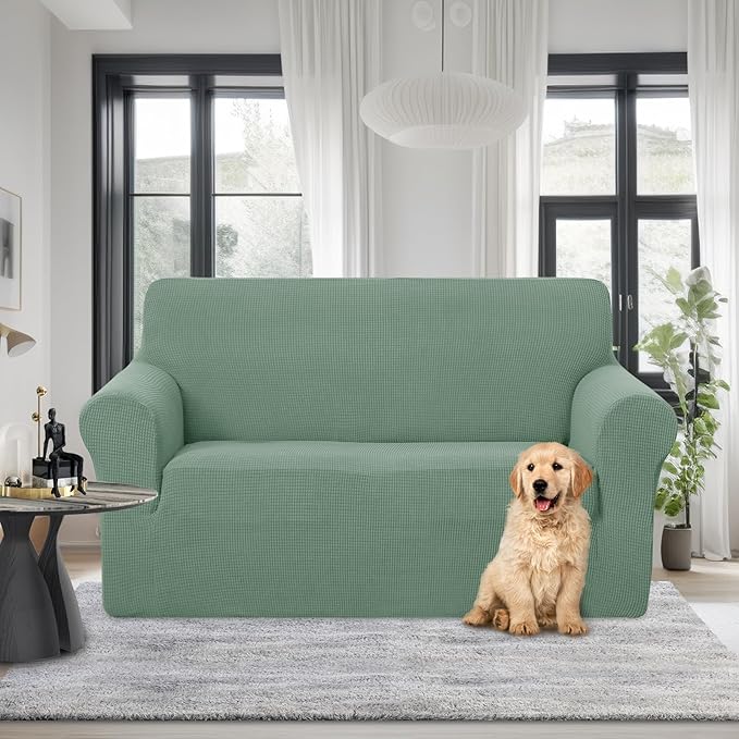 U-NICE HOME Loveseat Cover Stretch Couch Cover Sofa Cover Sofa Slipcover Furniture Protector for 2 Cushion Couch Sofa Pet Friendly(Loveseat, Cyan)