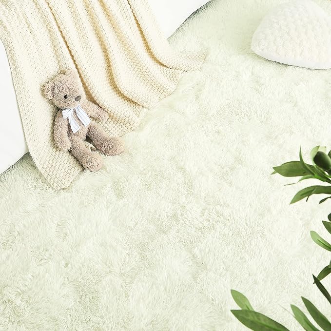 LOCHAS Ultra Soft Indoor Modern Area Rugs Fluffy Living Room Carpets for Children Bedroom Home Decor Nursery Rug 2x3 Feet, Cream