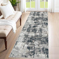 XLUEZ 2x8 Runner Rug for Hallway, Washable Modern Abstract Runner Rugs Neutral Soft Non Slip Kids Rug Stain Resistant Indoor Runners for Entryway Bedroom Kitchen Laundry Room(BlackGrey, 2'x8')