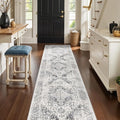 3x12 Washable Hallway Runner Rug - Non Slip Kitchen Runner Rugs with Rubber Backing Vintage Low-Pile Carpet Runners for Entryway Dining Room Laundry Room Home Decor (Distessed Grey)
