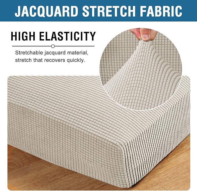 H.VERSAILTEX Stretch Couch Cushion Covers Individual Seat Sofa Chair Slipcovers Cushion Protector Cover Featuring Jacquard Textured Twill Fabric(1 Cushion Chair Cover, Island Fossi)