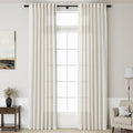 Cream Linen Curtains 126 Inches Long 2 Panels Set for Living Room Extra Long Back Tab Curtain Neutral Farmhouse Light Filtering Semi Sheer Linen Drapes Ceiling to Floor for Large Window 52x126