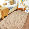 Pionblank Fluffy Area Rug for Bedroom 3.3'x6.2', Shag Oval Rug for Bedside, Ultra Soft Cute Plush Carpet for Living Room Kids Girls Boys Room Nursery Teens Dorm Home Decor, Camel