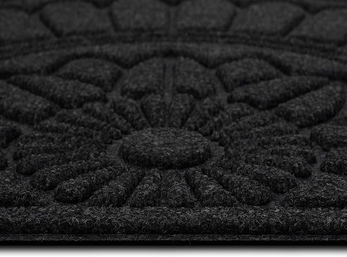 Mohawk Home Entryway Door Mat 2' X 3' All Weather Outdoor Non Slip Recycled Rubber Doormat, Rope Impressions Black