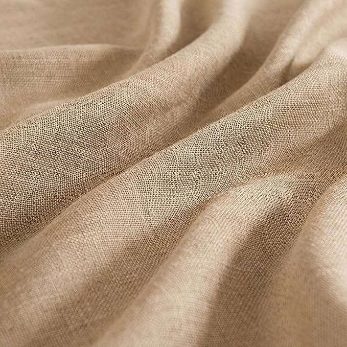 MIULEE Brown Linen Curtains 108 Inches Long for Bedroom Living Room, Soft Thick Linen Textured Window Drapes Semi Sheer Light Filtering Back Tab Rod Pocket Burlap Look Country Decor, 2 Panels