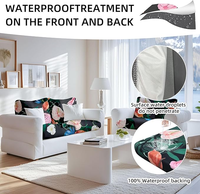 Outdoor Cushion Covers Set,8PCS Patio Furniture Couch Seat Slipcovers, Replacement for Sofa Sectional Chair(Cover，Only)