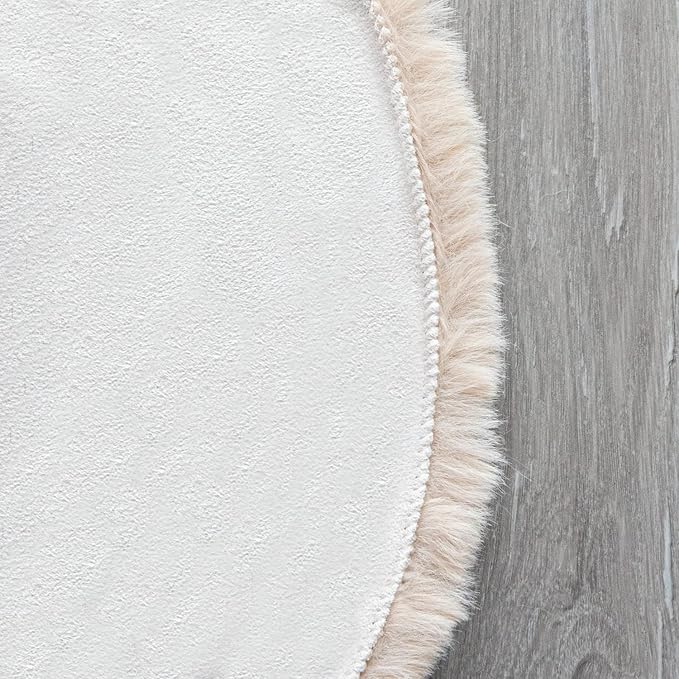 ORINOVA Light Brown Beige Plush Faux Rabbit Shaggy Fur Area Rugs for Living Room Washable Fuzzy Rug Runner Small 2x4 Nursery Rug
